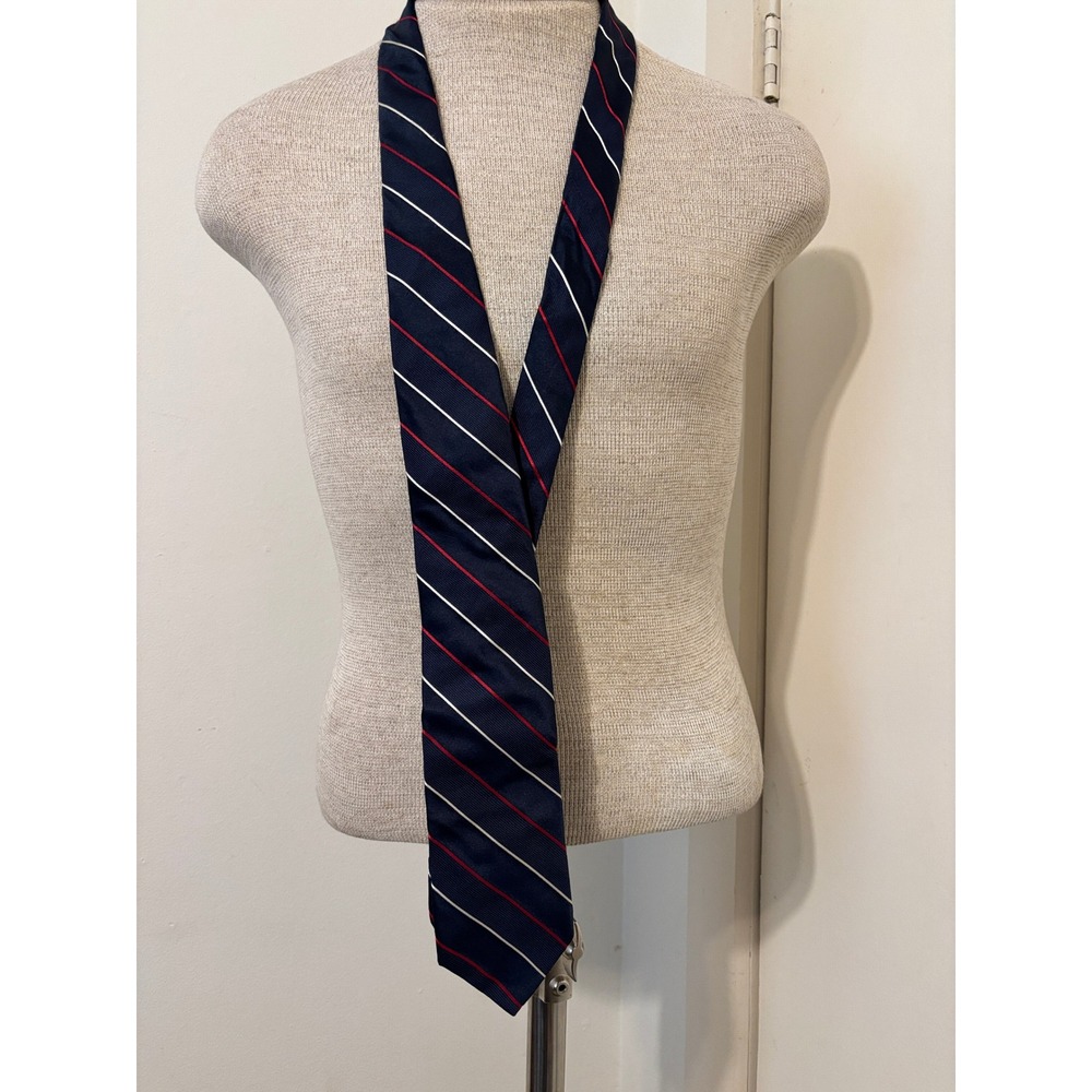 Brooks Brothers Makers Mens Blue Red White Diagonal Repp Stripe Silk Tie USA